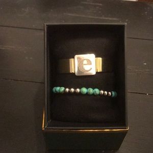 Rustic Cuff “e” Initial Cuff & Accent Bracelet